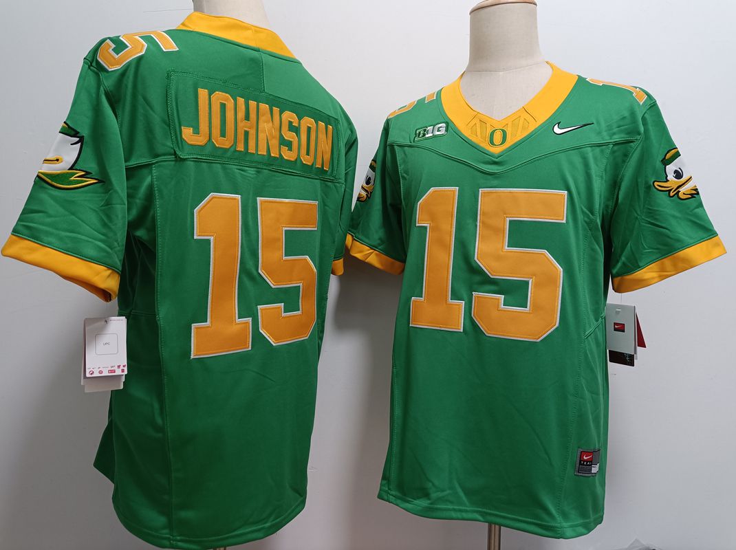 Men Oregon Ducks #15 Johnson Green Nike 2025 NCAA Jersey